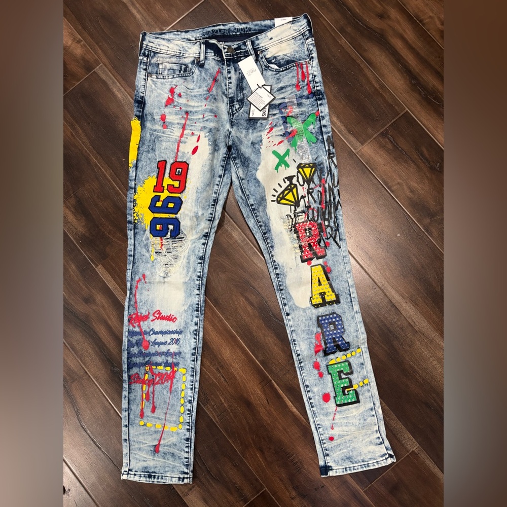 Rue 21 Colorful Graphic Jeans New